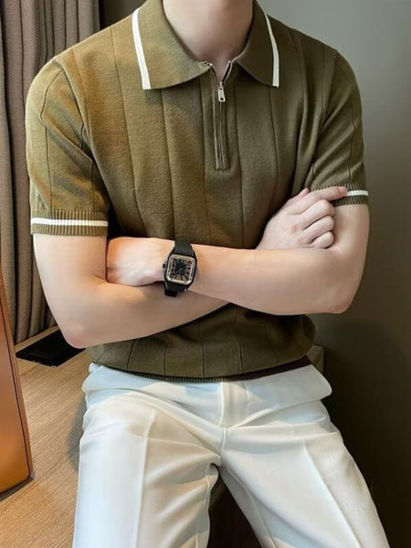 Men's Plus Size Quarter Zip Short Sleeve Polo - Opulent Empire