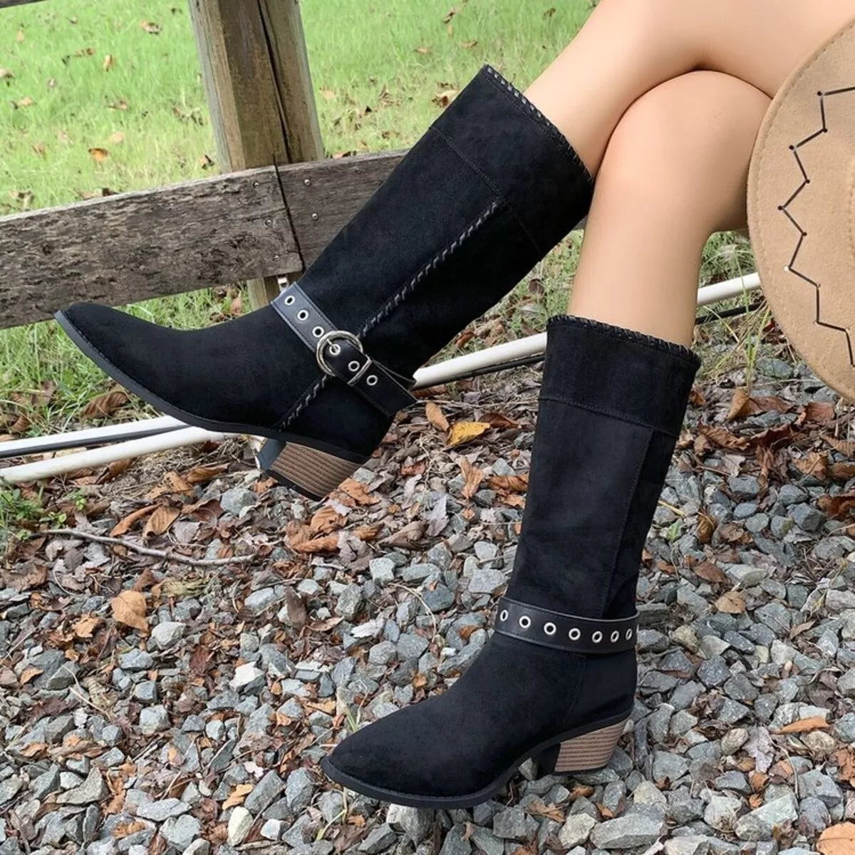 Nova Marino — Point Toe Block Heels Boots Fashion Footwear, alternate view 4