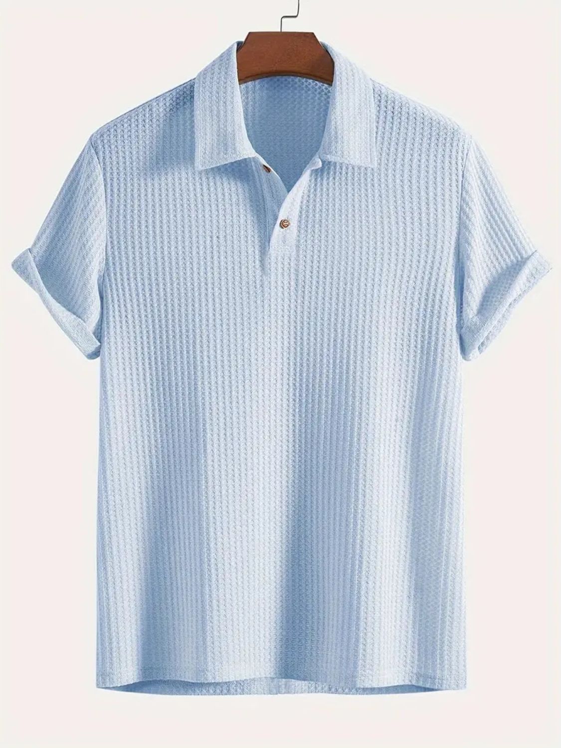 Evander Beaumont — Men's Waffle-Knit Collared Neck Short Sleeve Polo Men's Tailored Shorts, alternate view 8