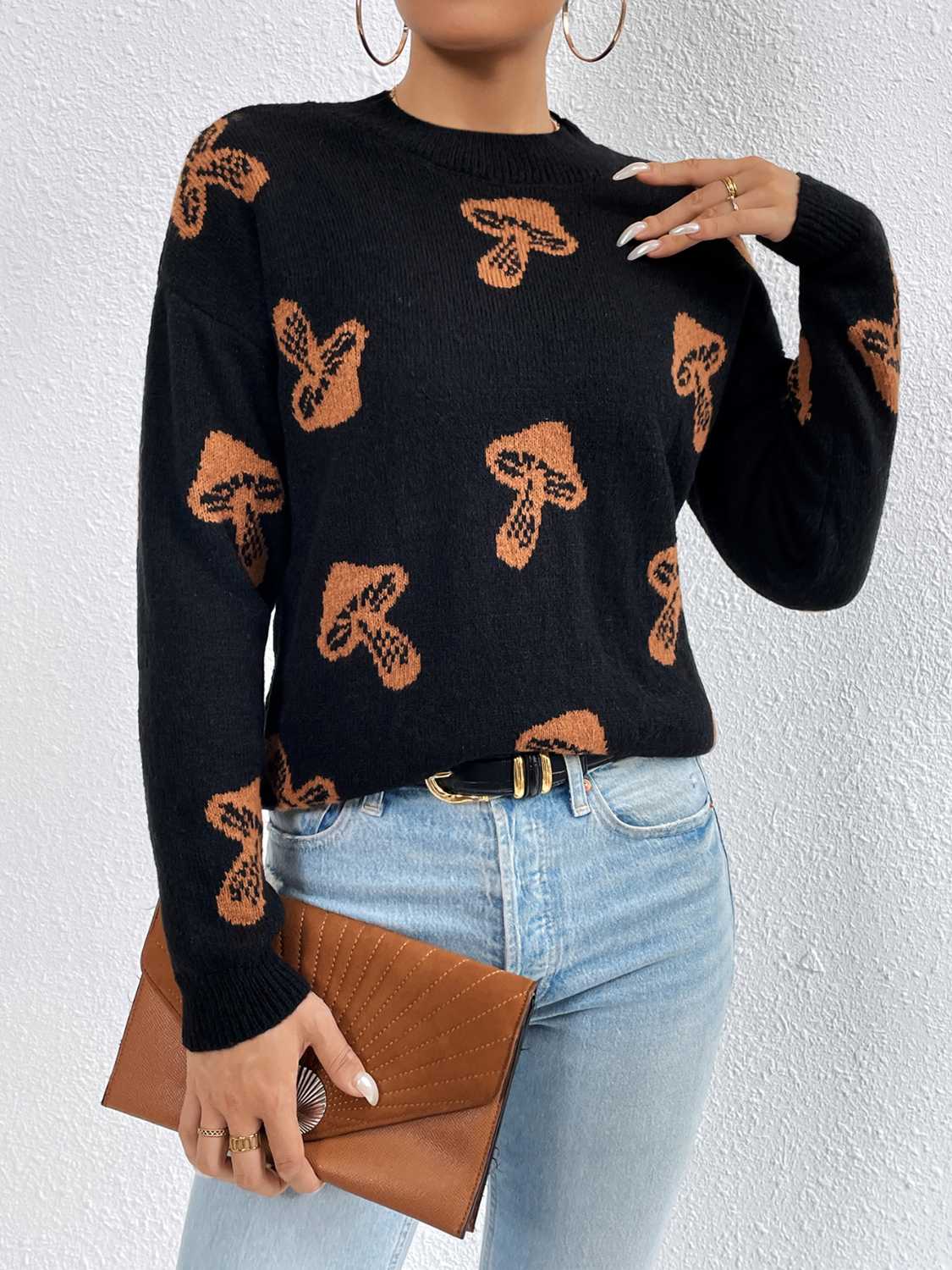 Ocean Delacroix — Patterned Drop Shoulder Sweater, alternate view 8