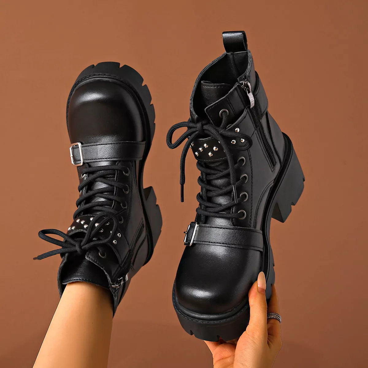 Ellis Marino — Round Toe Block Heels Boots Fashion Footwear, alternate view 4