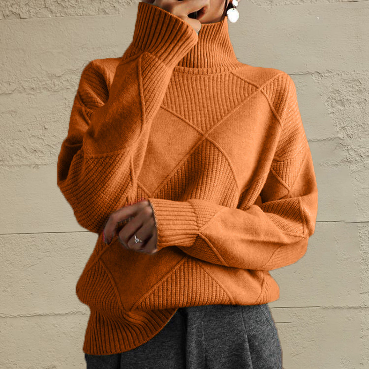 Emery Rivière — Geometric Turtleneck Long Sleeve Sweater, alternate view 13