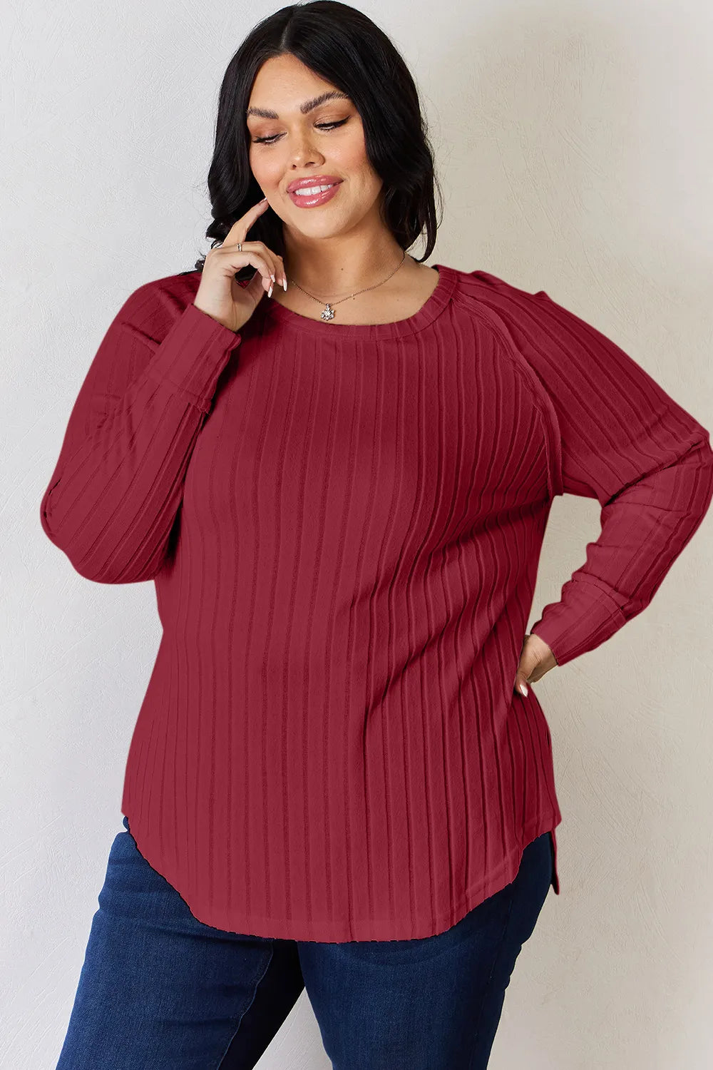 Cove Bellamy — Basic Bae Full Size Ribbed Round Neck Slit T-Shirt, alternate view 19