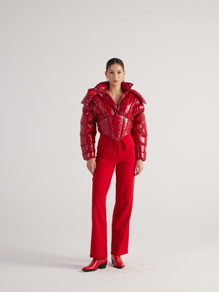 Aida Red Puffer Hooded Jacket