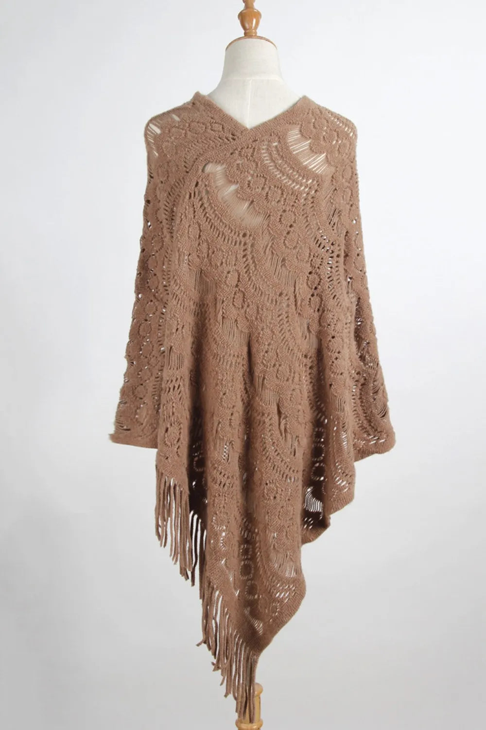 Lake Versailles — Fringe Openwork Surplice Cape Sleeve Poncho, alternate view 11