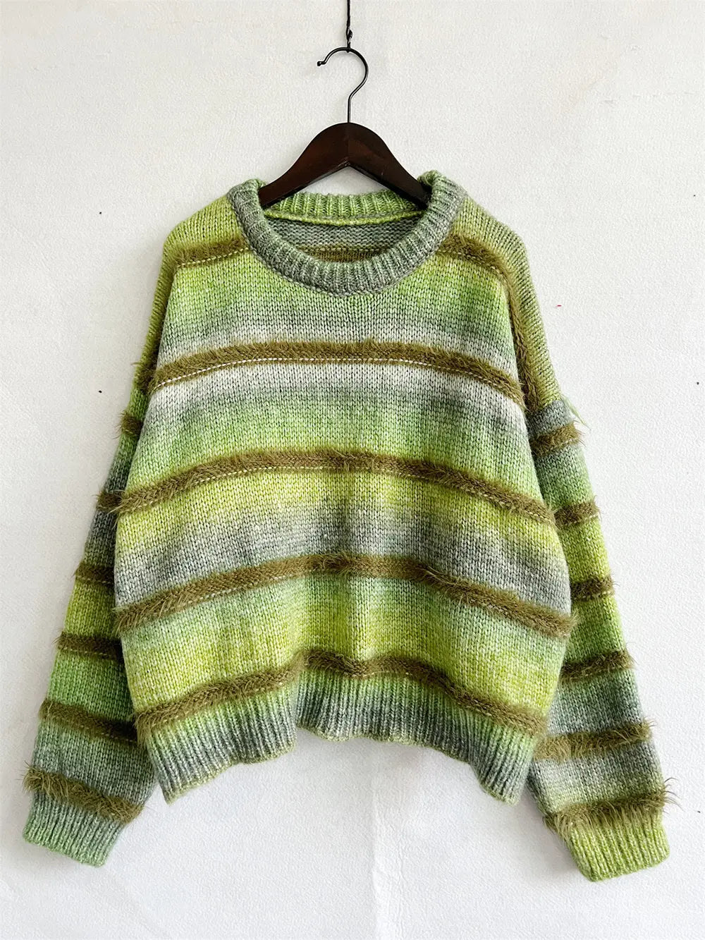 True Rivière — Striped Round Neck Long Sleeve Sweater, alternate view 11