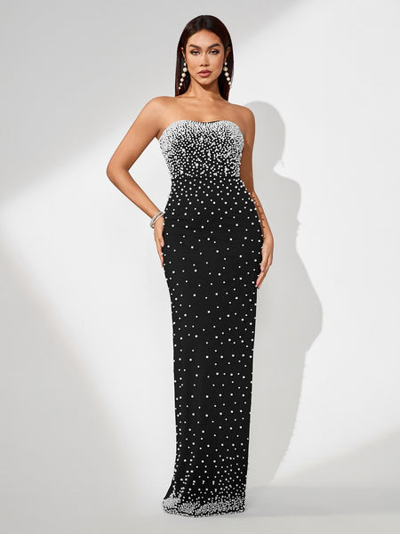 Black Pearl Maxi Bandage Dress - Opulent Empire