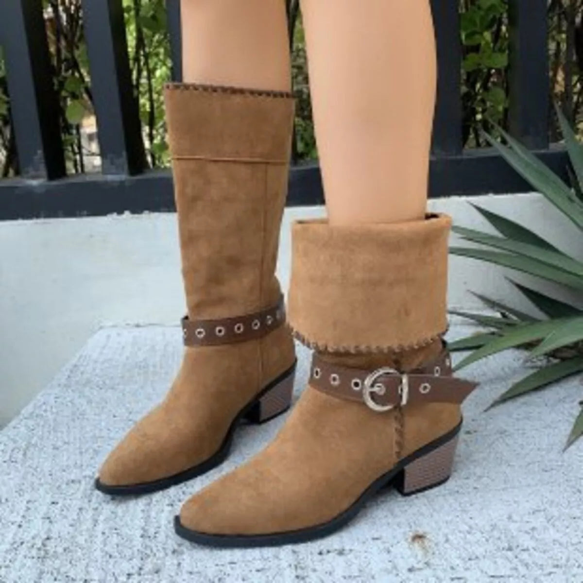 Nova Marino — Point Toe Block Heels Boots Fashion Footwear, alternate view 11