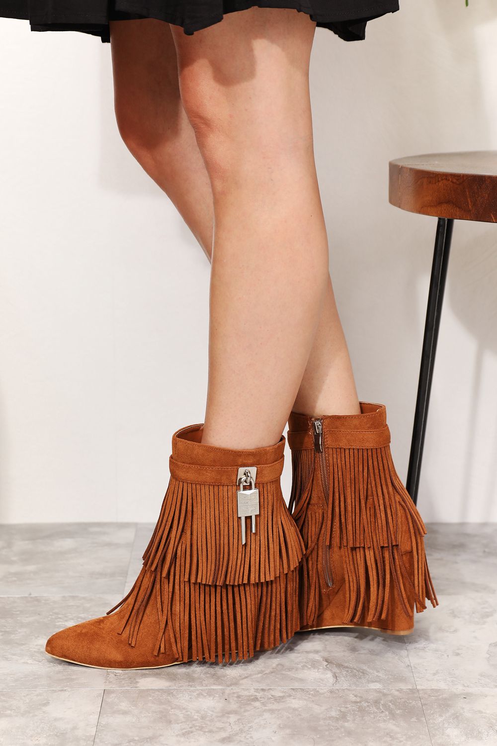 Gaia Montclair — Legend Women's Tassel Wedge Heel Ankle Booties, alternate view 4
