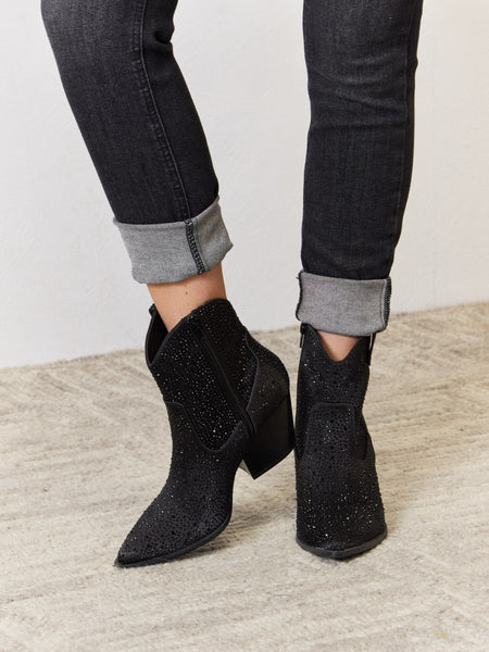 East Lion Corp Rhinestone Ankle Cowboy Boots - Opulent Empire