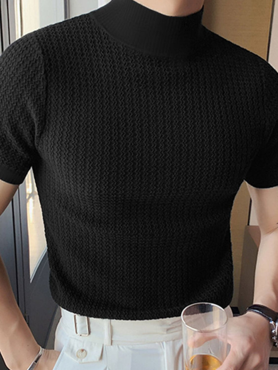 Men's Full Size Mock Neck Short Sleeve T-Shirt Plus Size - Opulent Empire