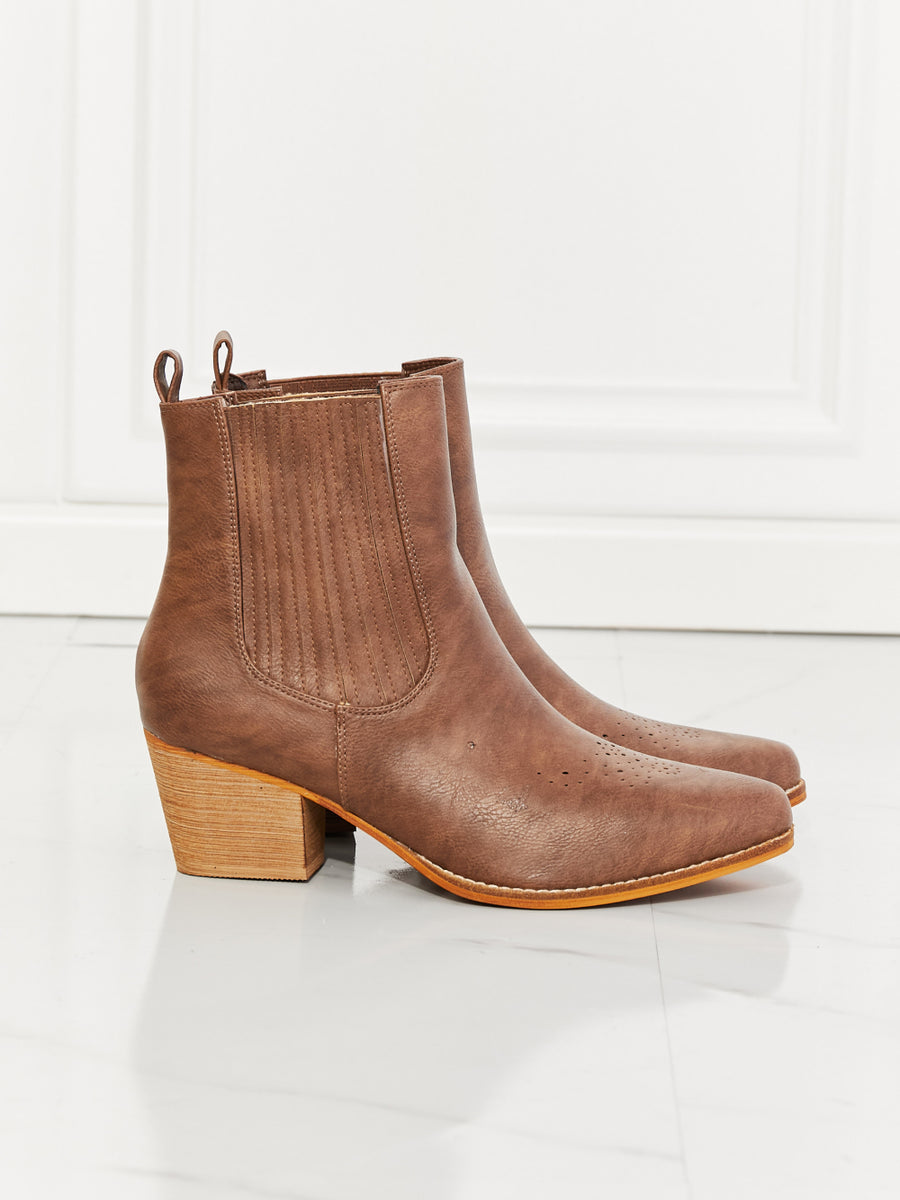 MMShoes Love the Journey Stacked Heel Chelsea Boot in Chestnut - Opulent Empire