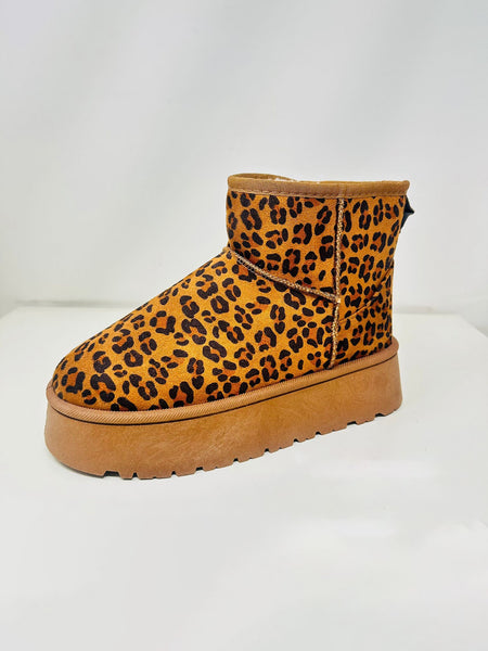 WILD DIVA Thermal Furry Leopard Platform Booties - Opulent Empire