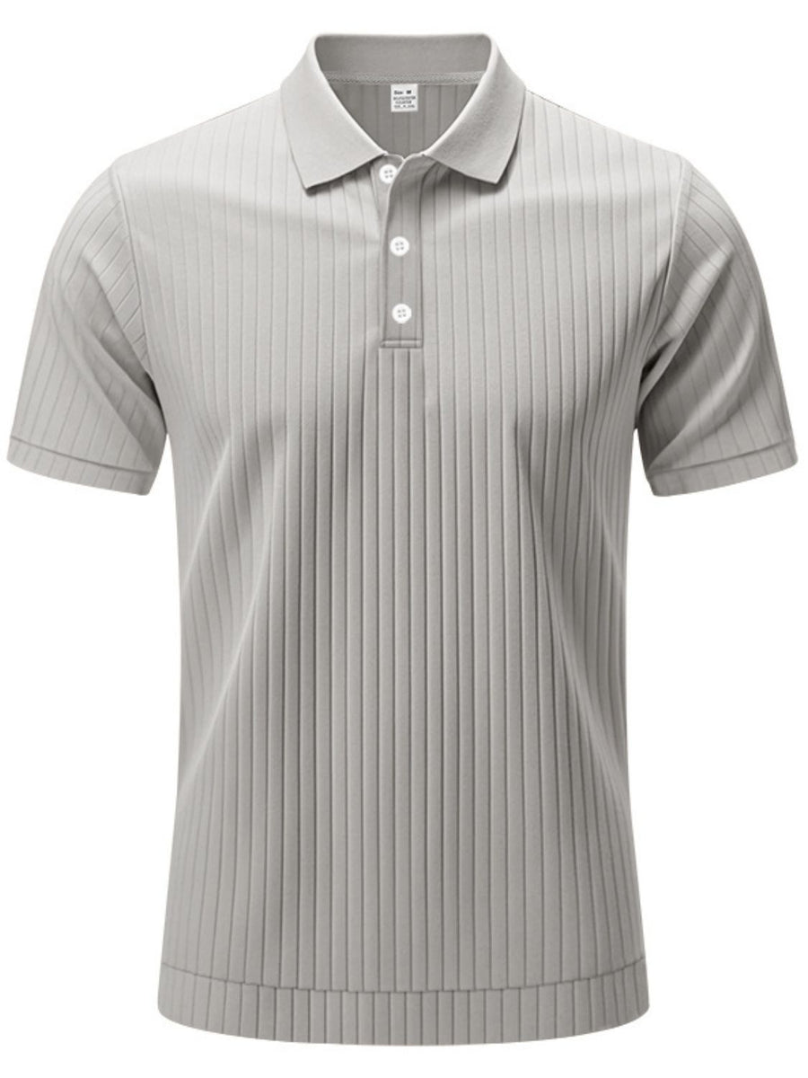 Men's Full Size Ribbed Short Sleeve Polo Plus Size - Opulent Empire