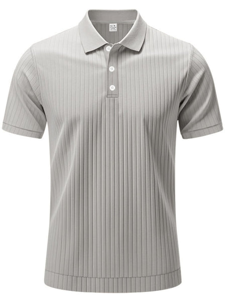 Men's Full Size Ribbed Short Sleeve Polo Plus Size - Opulent Empire