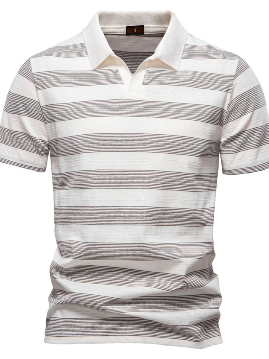 Men's Contrast Striped Short Sleeve Polo - Opulent Empire