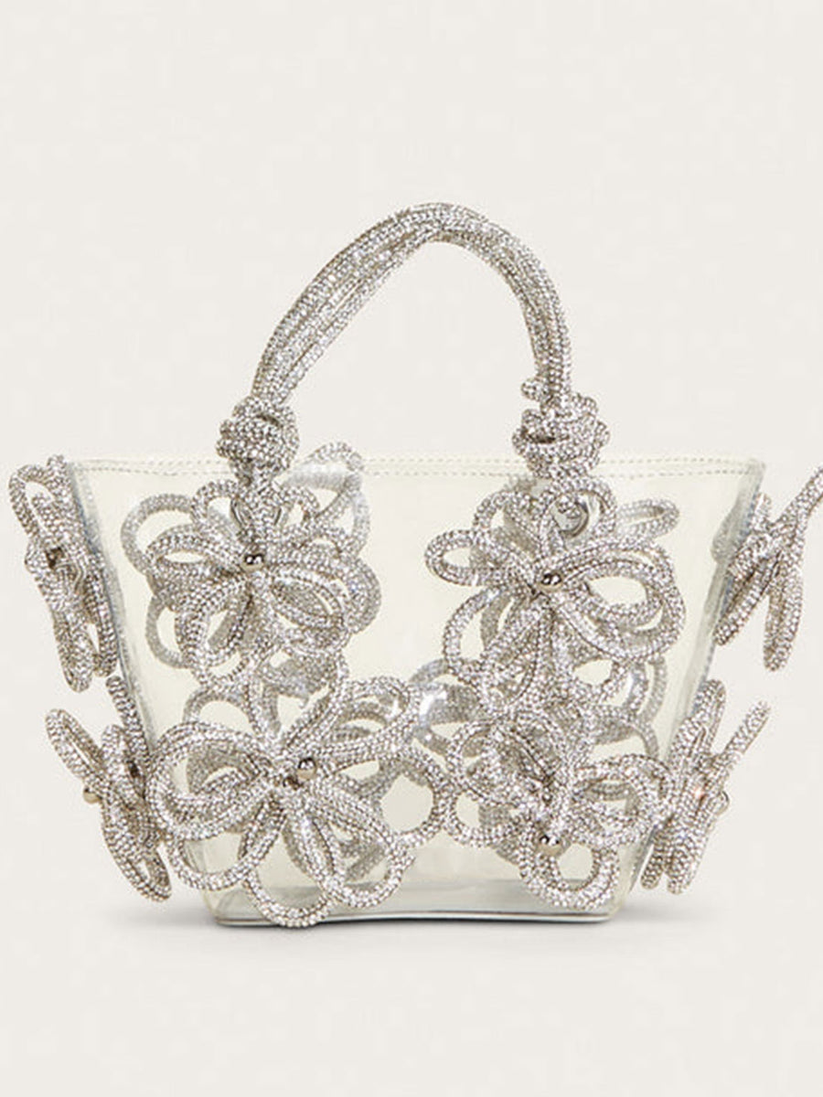 New Women's Diamond Inlaid Rhinestone Flower Handbag