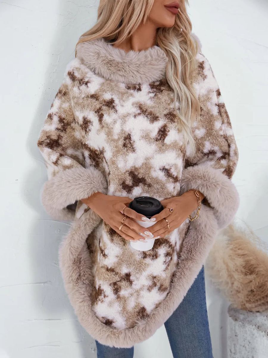 Sol Sorrento — Furry Contrast Three-Quarter Poncho, alternate view 2