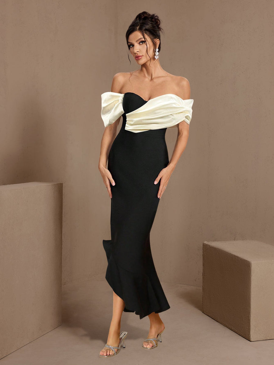 Off Shoulder Fishtail Bandage Evening Dress