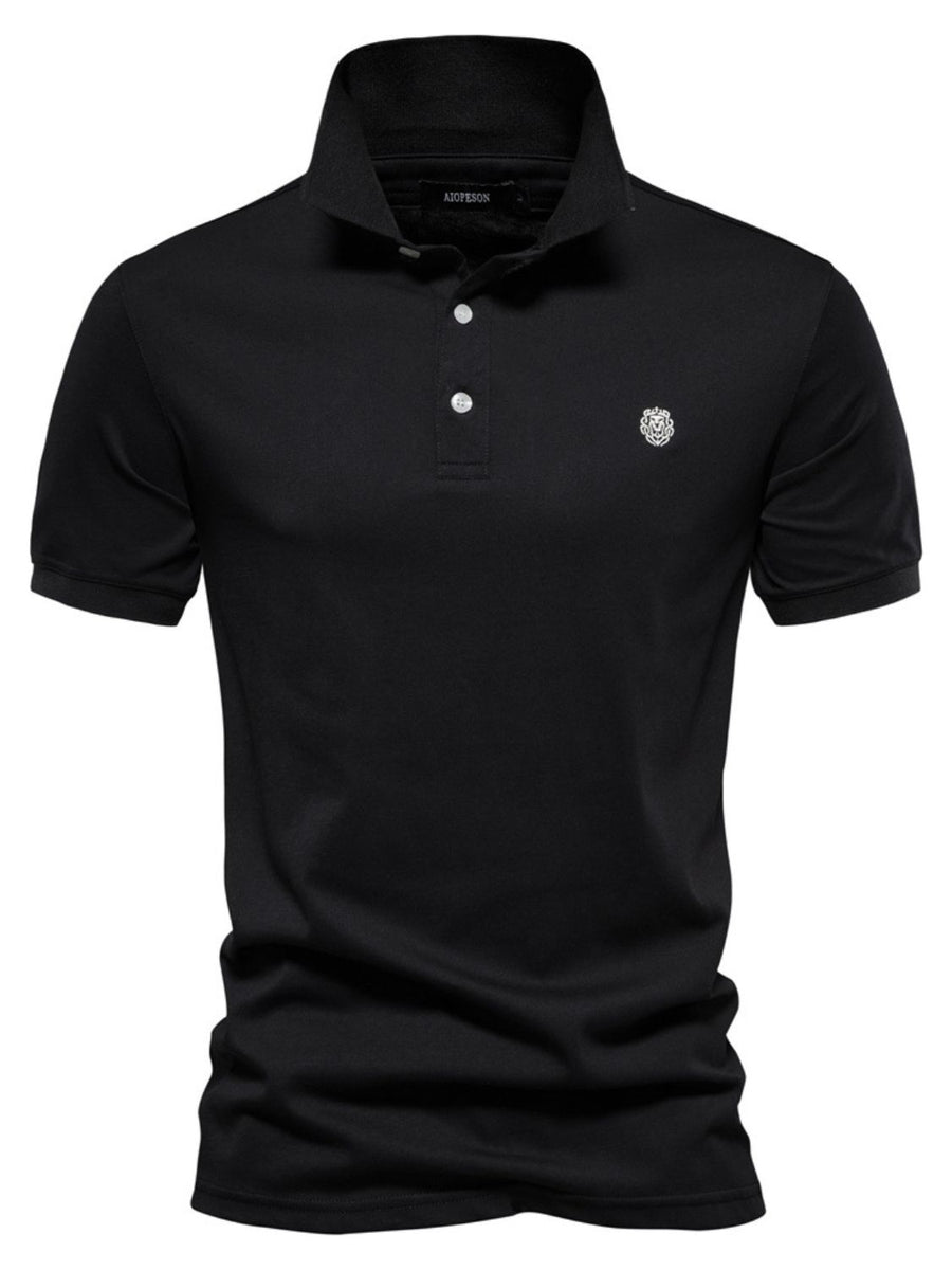 Men's Embroidered Collared Short Sleeve Polo - Opulent Empire