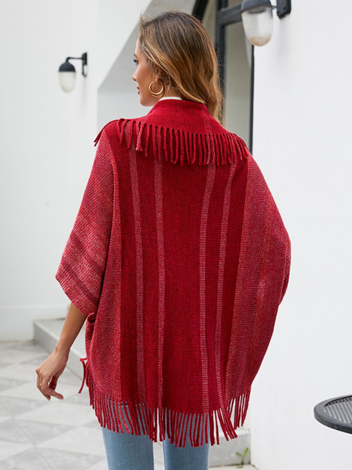 Vale Versailles — Fringe Detail Open Front Poncho, alternate view 2