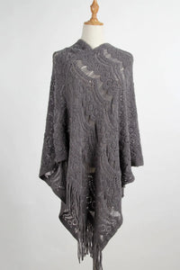 Lake Versailles — Fringe Openwork Surplice Cape Sleeve Poncho