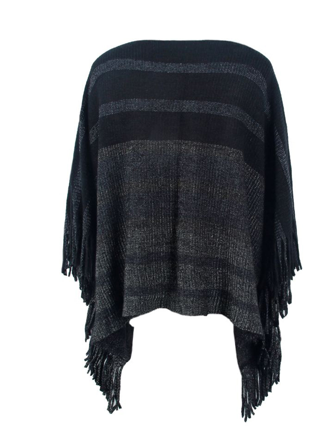 Emery Versailles — Striped Boat Neck Poncho with Fringes, alternate view 5
