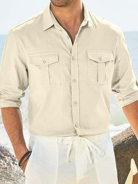 Men's Plus Size Button Down Collared Neck Long Sleeve Shirt - Opulent Empire