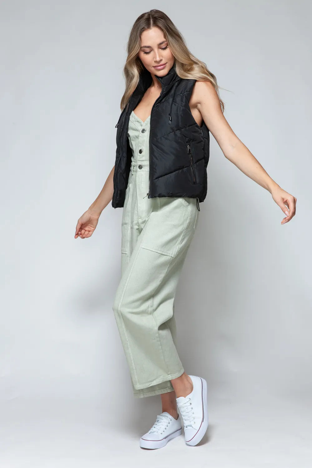 Gray Rosetti — Snobbish Zip Up Quilted Hooded Vest Black Coat or Jacket, alternate view 10