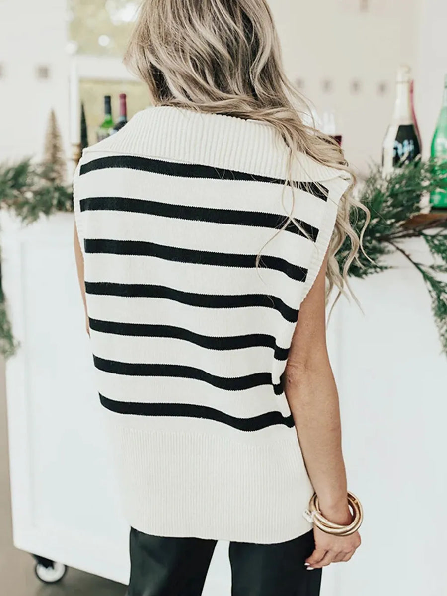 Indigo Valmont — Perfee Striped Half Zip Sweater Vest, alternate view 2