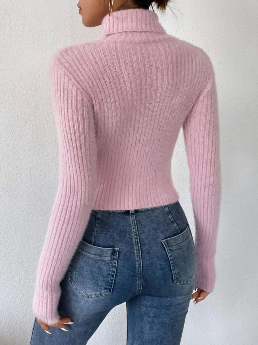 Harbor Fontaine — Ribbed Turtleneck Long Sleeve Sweater, alternate view 2