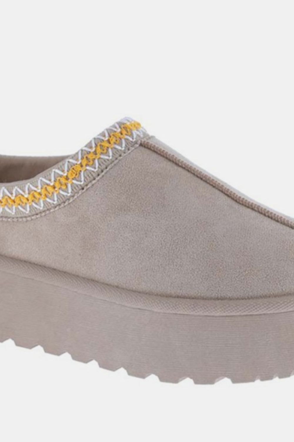 Dove Montclair — Weeboo Platform Embroidered Trim Slip-On Boots Taupe Fashion Footwear, alternate view 3