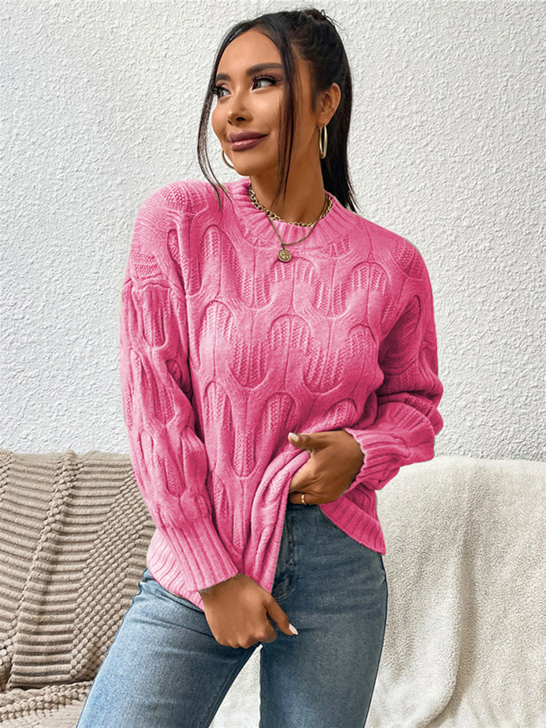 Monroe Delacroix — Round Neck Long Sleeve Sweater, alternate view 7