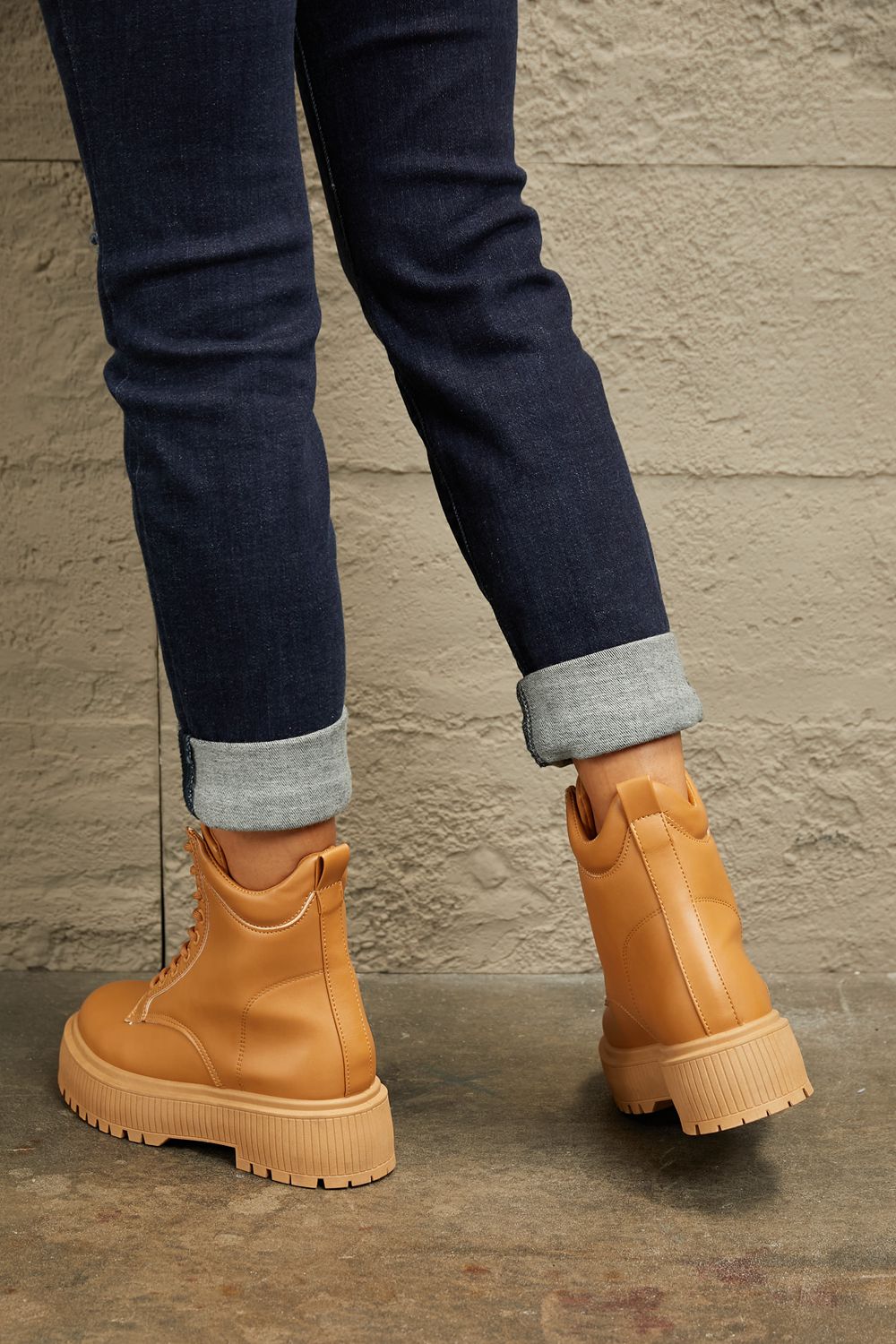 Hollis Saint-Clair — East Lion Corp Platform Combat Boots Caramel Fashion Footwear, alternate view 7