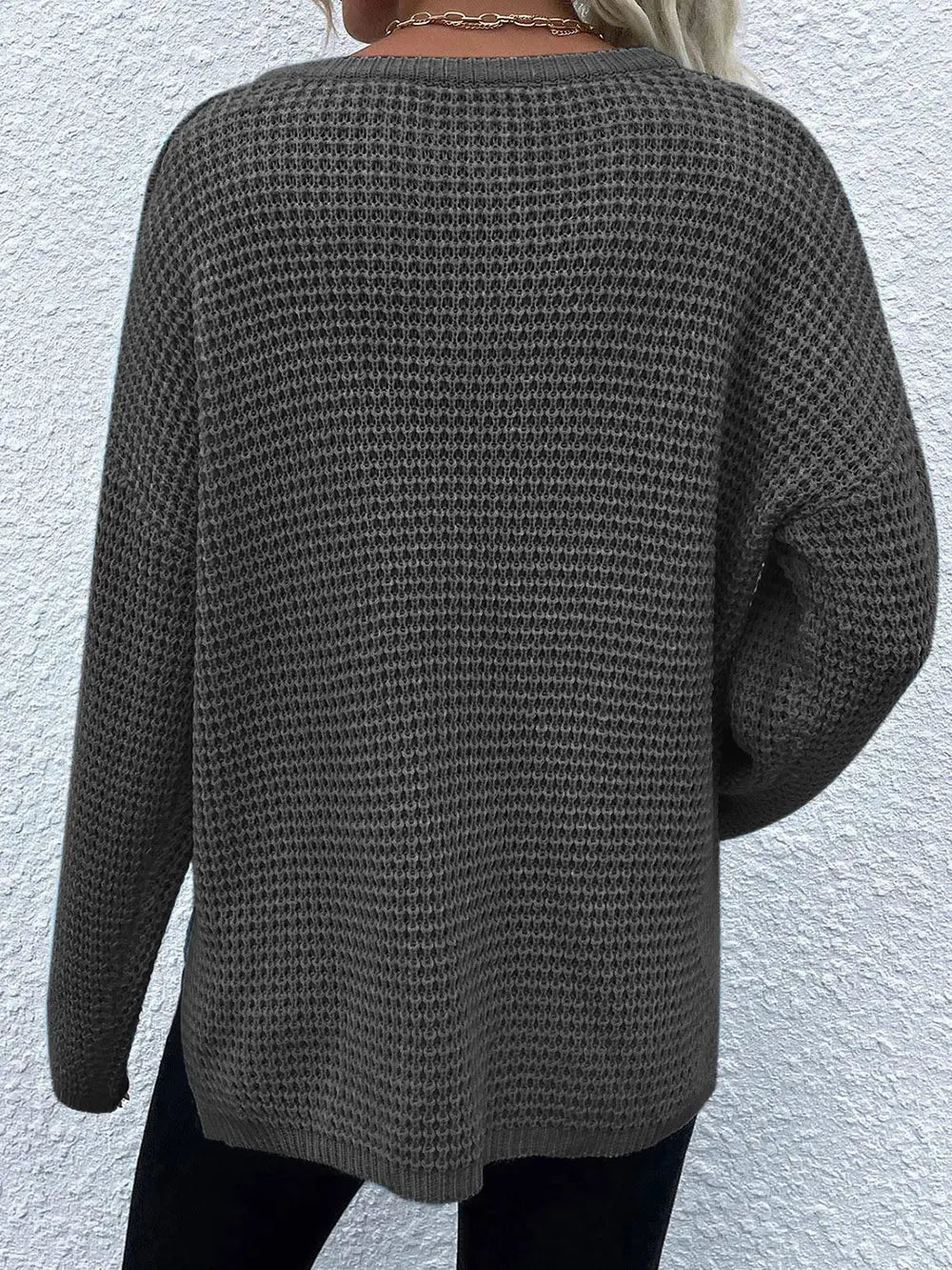 Indigo Rousseau — Notched Long Sleeve Sweater, alternate view 15