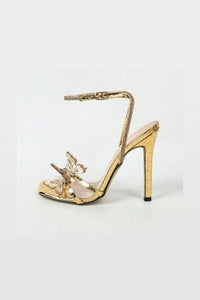 Zephyr Allegra — Open Toe Butterfly Ankle Strap Stiletto Sandals Gold Fashion Footwear, alternate view 6