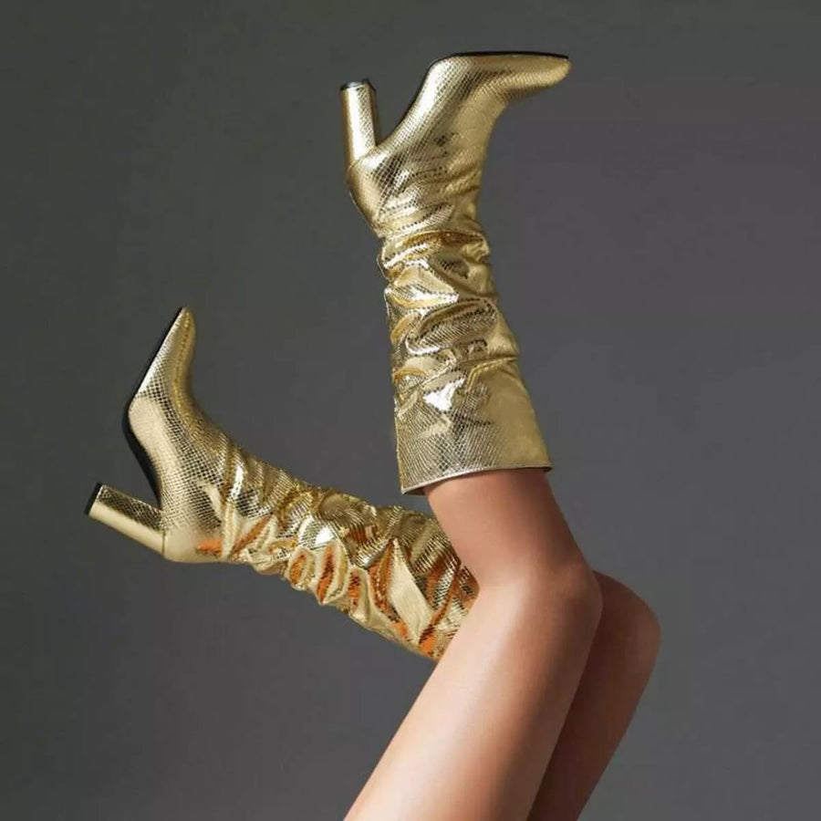Winter Bellini — Point Toe Block Heels Boots Fashion Footwear, alternate view 2