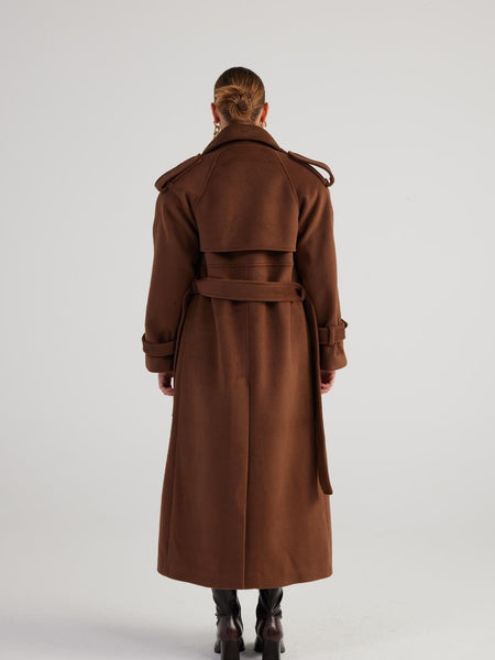 Nora Brown Cashmere Blend Maxi Coat