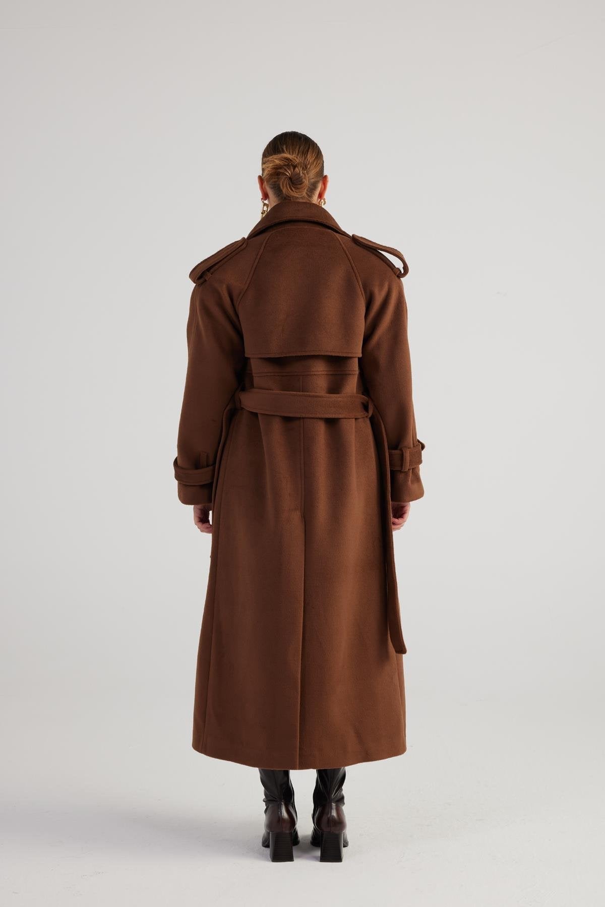 Nora — Brown Cashmere Blend Maxi Coat, alternate view 5