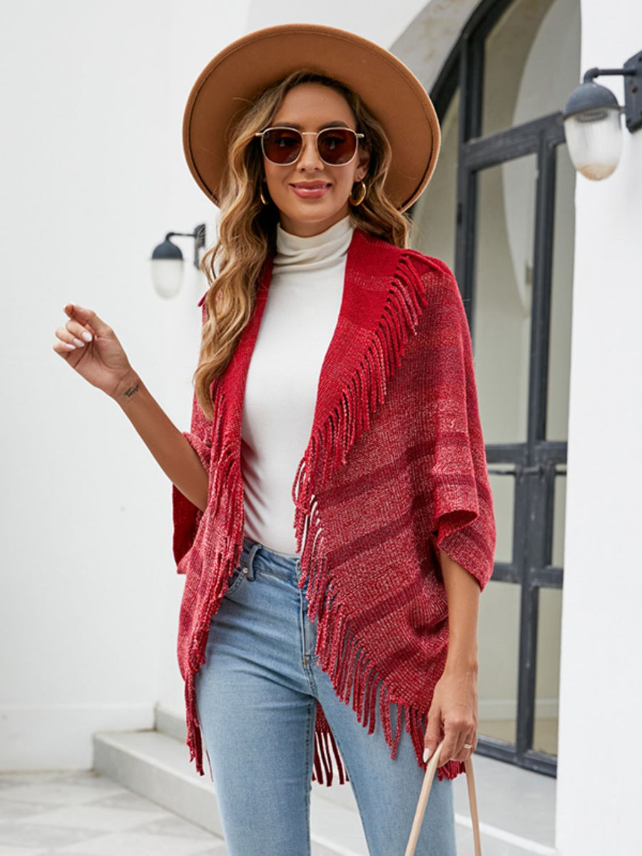 Vale Versailles — Fringe Detail Open Front Poncho