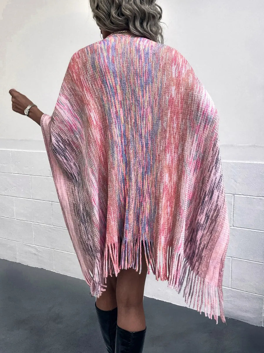 Winter Versailles — Heathered Fringe Hem Poncho, alternate view 2