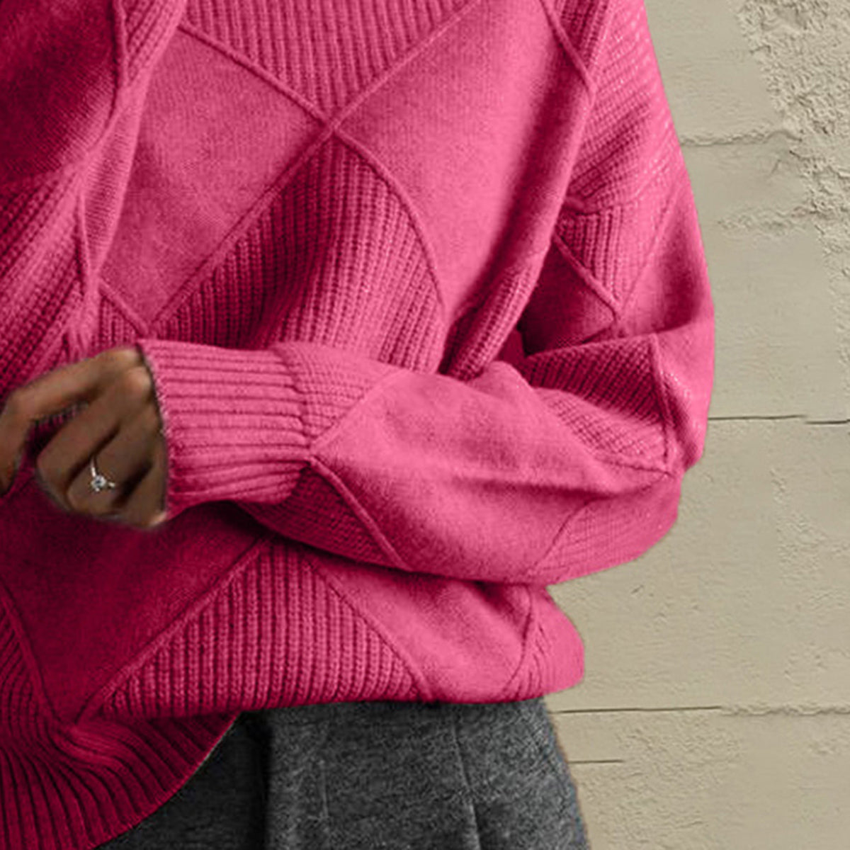 Emery Rivière — Geometric Turtleneck Long Sleeve Sweater, alternate view 2