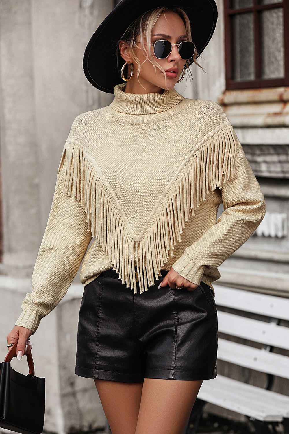 Perrin Valmont — Turtle Neck Tassel Front Long Sleeve Pullover Sweater, alternate view 20