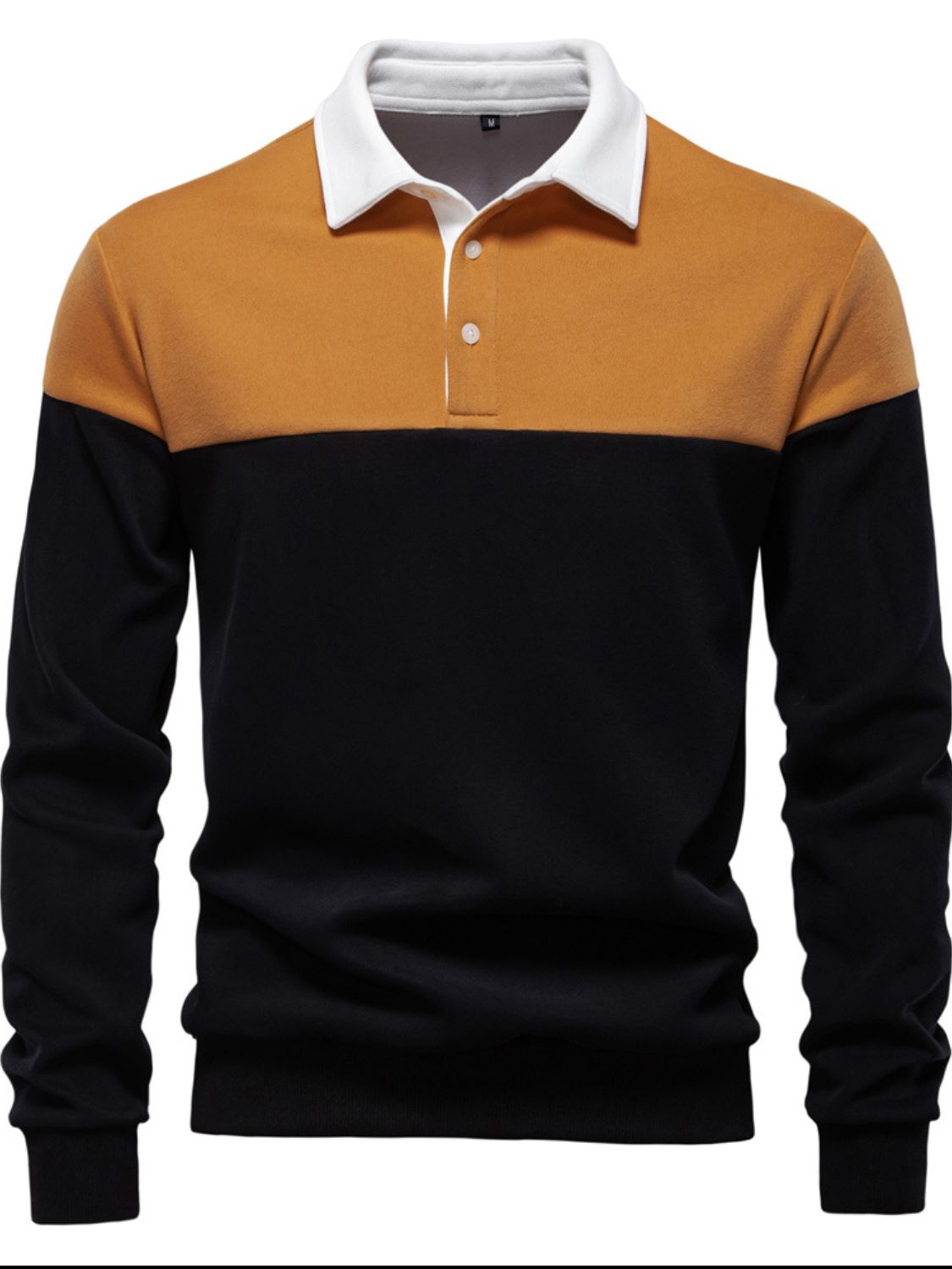 Silas — Men's Collared Neck Contrast Long Sleeve Polo, alternate view 10