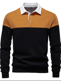 Silas — Men's Collared Neck Contrast Long Sleeve Polo, alternate view 10
