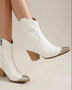 Beast Fashion Faux Leather Block Heel Boots with Side Zippers - Opulent Empire