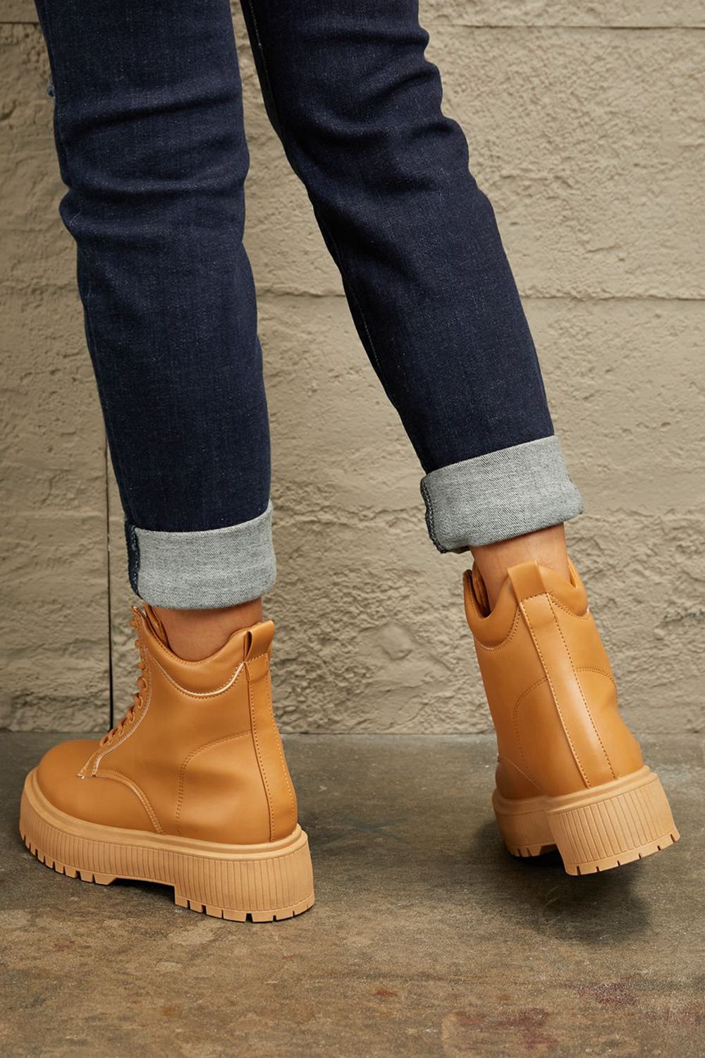 Hollis Saint-Clair — East Lion Corp Platform Combat Boots Caramel Fashion Footwear, alternate view 6
