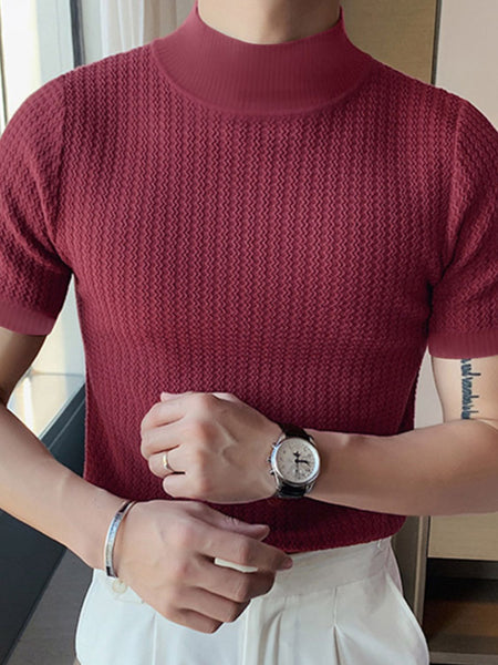 Men's Full Size Mock Neck Short Sleeve T-Shirt Plus Size - Opulent Empire