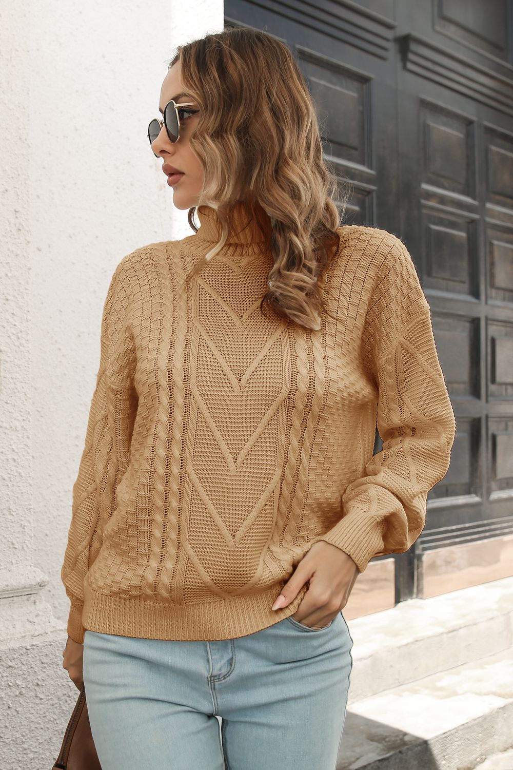 Darcy Moreau — Cable-Knit Turtleneck Sweater, alternate view 7