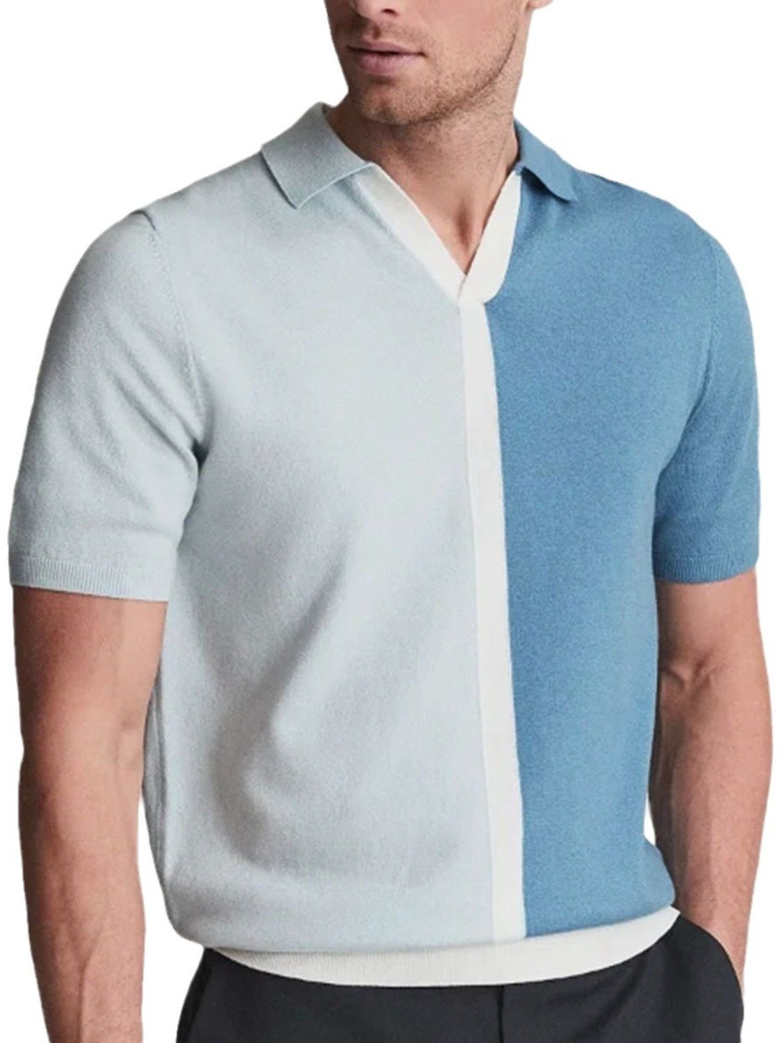 Hadrian Beaumont — Men's Plus Size Two-Tone Short Sleeve Polo Cerulean Men's Tailored Shorts, alternate view 4